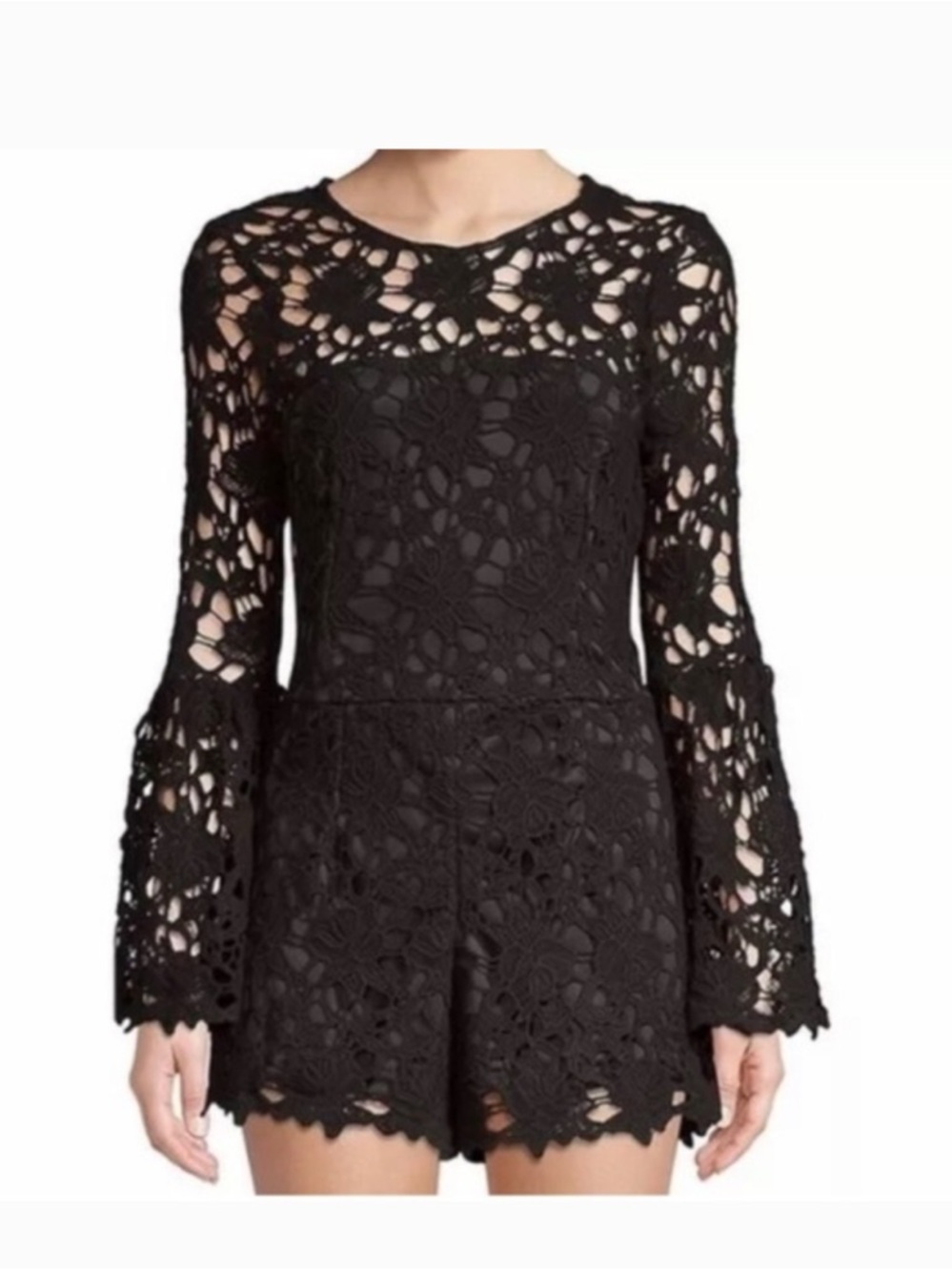 Nwt Alexia Admor Lace Bell Sleeve Black Romper S